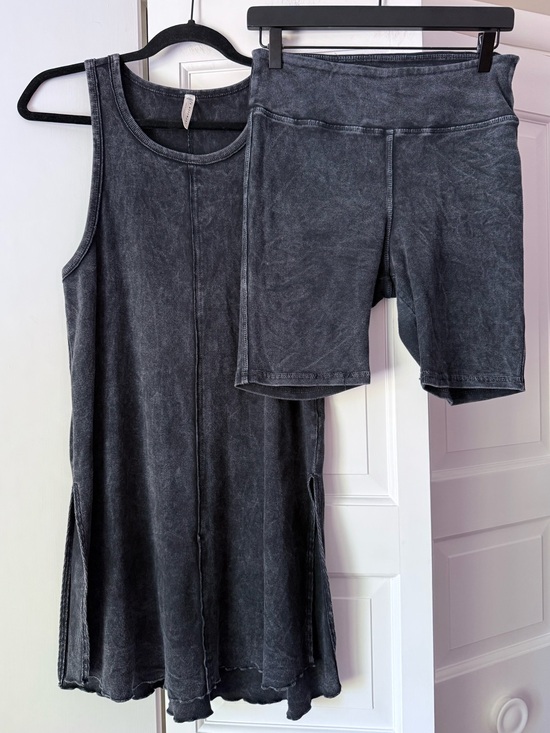 FP Movement by Free People Other - SOLD Free People Movement Matching Set Gray Acid Wash Tank & Biker Shorts M